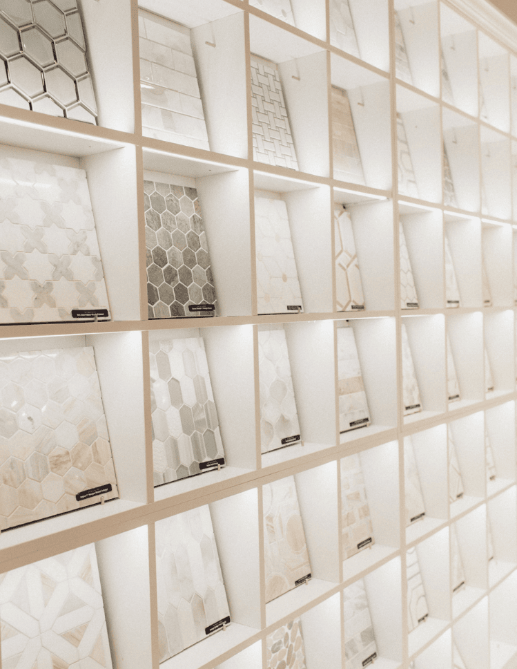 Tile display in showroom