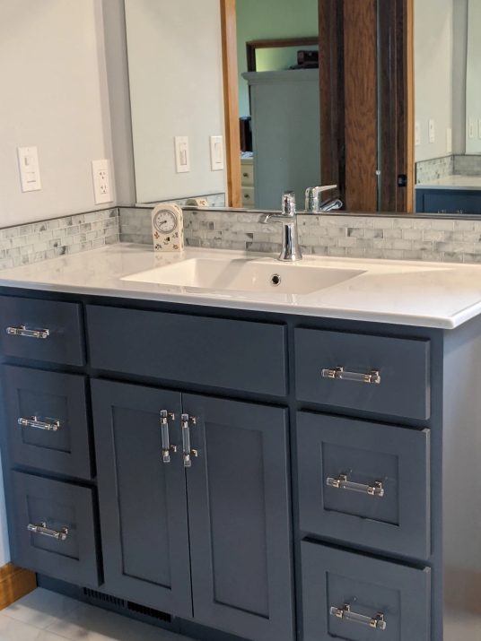 Bathroom tile backsplash installation in Appleton, WI